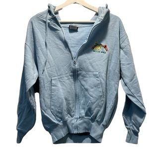 CottonNet Sky Blue Cotton Polyester Blend Zip Up Hooded Sweatshirt Size Medium
